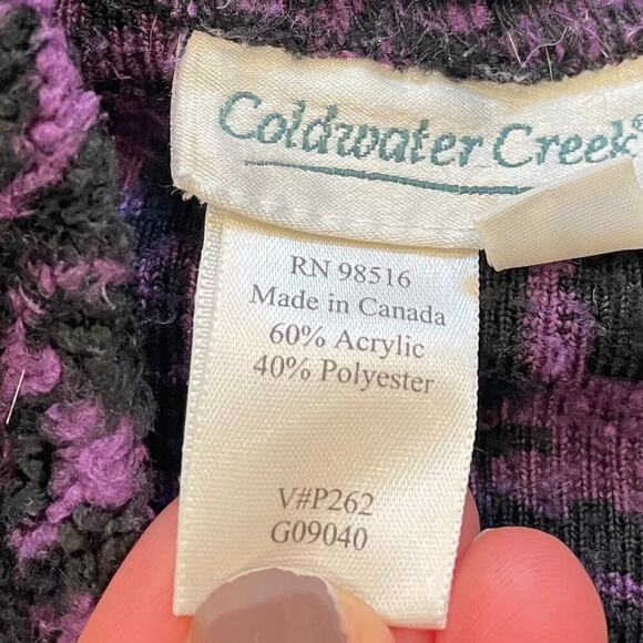 Coldwater Creek Purple Floral Chenille Mock Neck Sweater, Lounge, Cozy, Size L - Picture 7 of 12